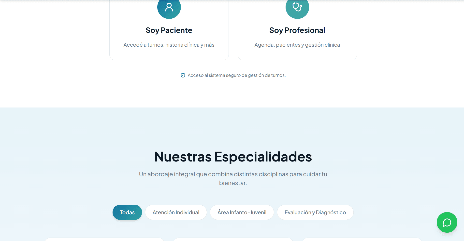 Sitio web para centro de salud mental