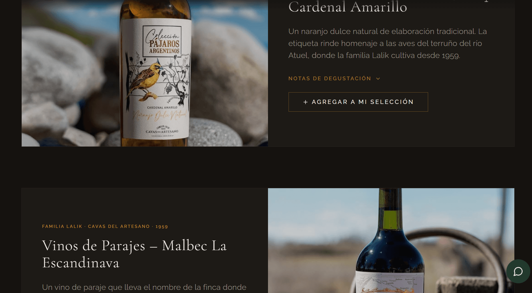 Sitio web para vinoteca boutique